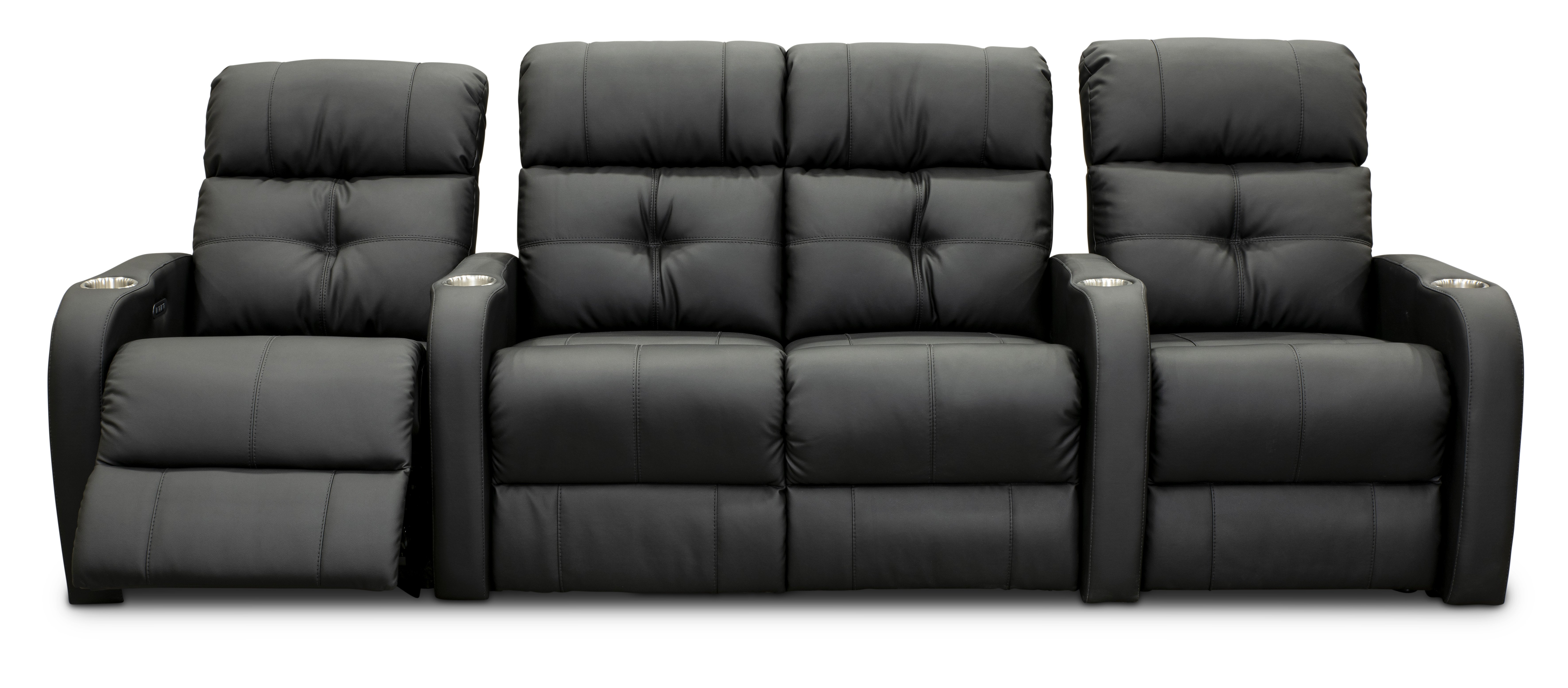 HTS Black Standard Power Reclining 3 Piece Home Theater Seating-2