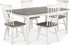 Farmhouse Whitewash and Gray 5 Piece Dining Room Set with Swivel Chairs - Newark