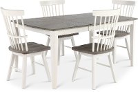 Farmhouse Whitewash and Gray 5 Piece Dining Room Set with Swivel Chairs - Newark