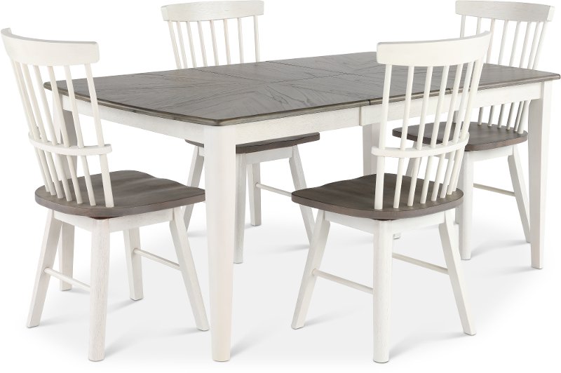 Dining Room Set With Swivel Chairs, White Rustic Dining Room Table Set