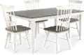 Newark White and Gray 5 Piece Dining Room Set with Swivel Chairs