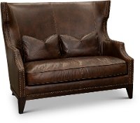 Old English Brown Leather Settee - St James
