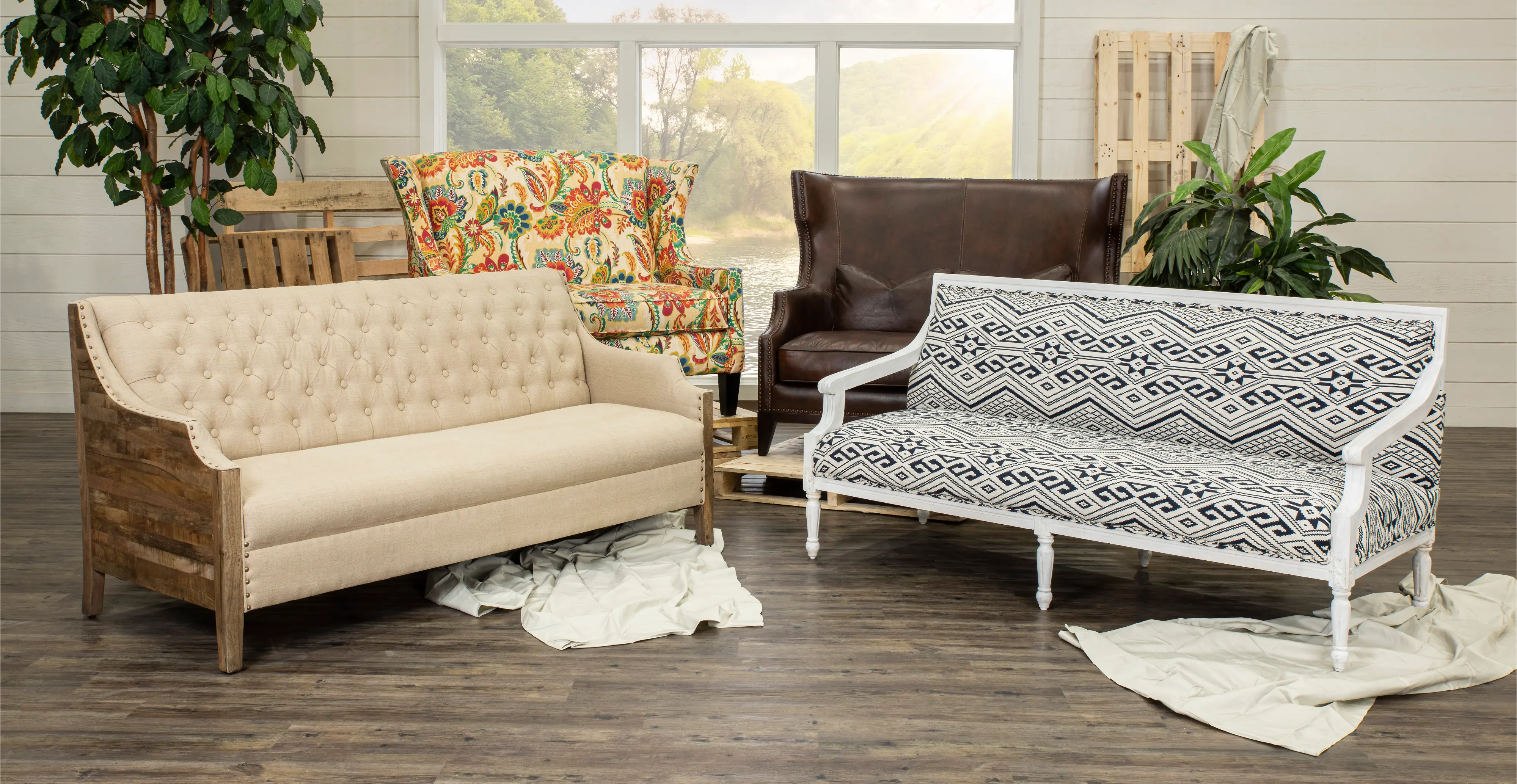 St. James Brown Leather Settee-3