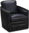 Black Leather Self Centering Swivel Chair - St James