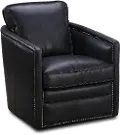 St. James Black Leather Self Centering Swivel Chair