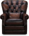 Bomber Jacket Brown Tufted Swivel Chair - Hillsboro