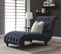 Charcoal Blue-Gray Button Tufted Chaise - Verona