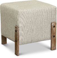 Modern Khaki-Gray Upholstered Ottoman - Annais