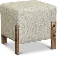 Modern Khaki-Gray Upholstered Ottoman - Annais