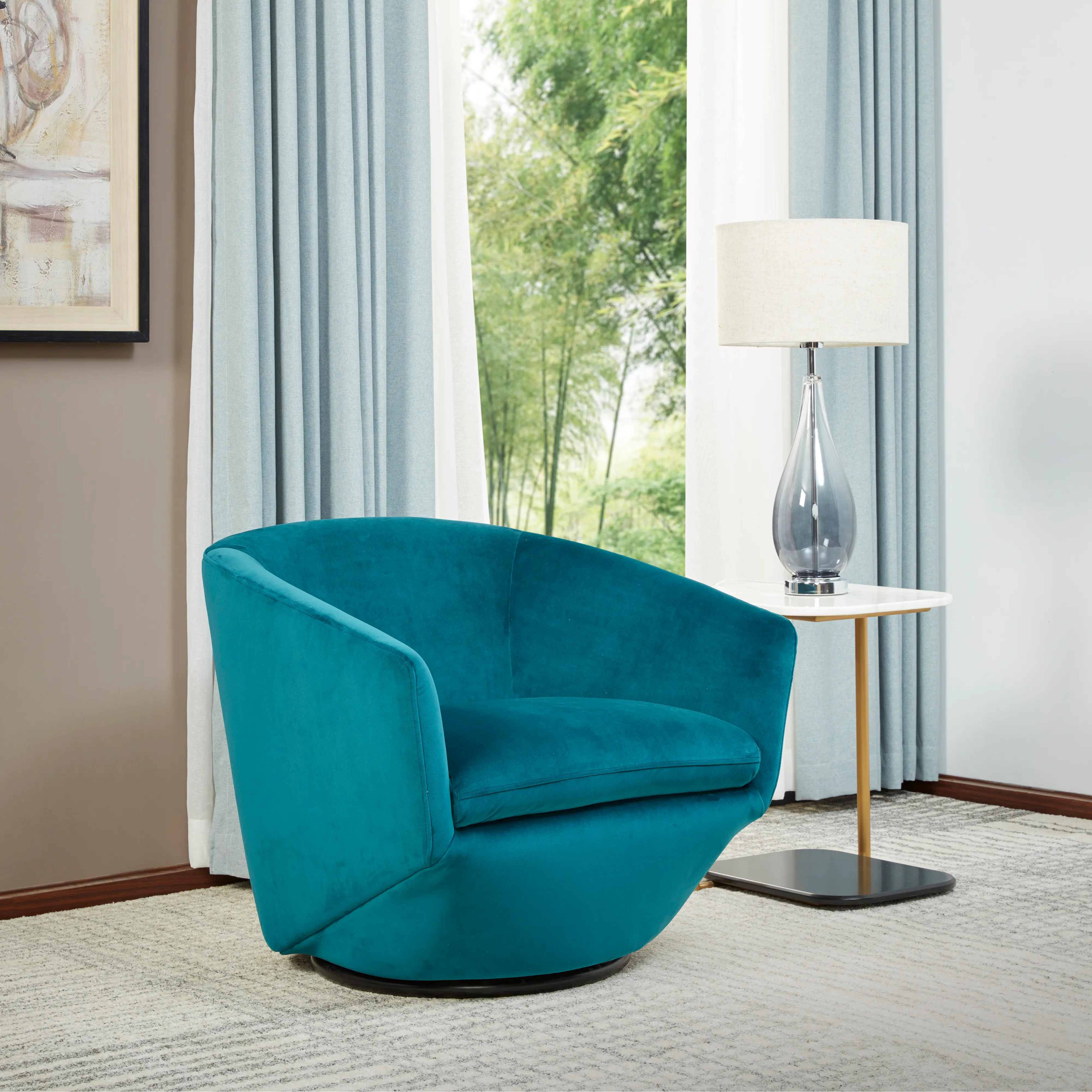 Velvet Emerald Swivel Accent Chair - Jewel-2