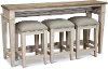 Weathered Oak Sofa Table with 3 Stools - Heartland