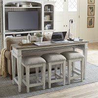 Weathered Oak Sofa Table with 3 Stools - Heartland-4