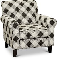 Casual Traditional Black Gingham Accent Chair - Shadowfax