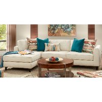Cream 2 Piece Sectional Sofa with LAF Chaise - Rocksalt-2