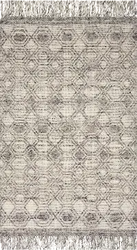 YH-02MH/GREY/5X7.6 5 x 8 Medium Flat Weave Gray Area Rug - Holloway