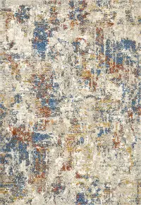LAN-03/MULTI/7.7X10.6 8 x 10 Large Taupe Multi-Colored Area Rug - Landscape