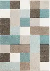 Santa Monica 5 x 8 Taupe and Aqua Color Block Area Rug