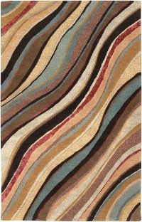ART229-58 5 x 8 Medium Camel Brown Wavy Stripes Area Rug - Artist Studio