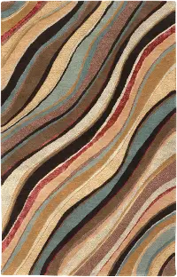 ART229-58 5 x 8 Medium Camel Brown Wavy Stripes Area Rug - Artist Studio