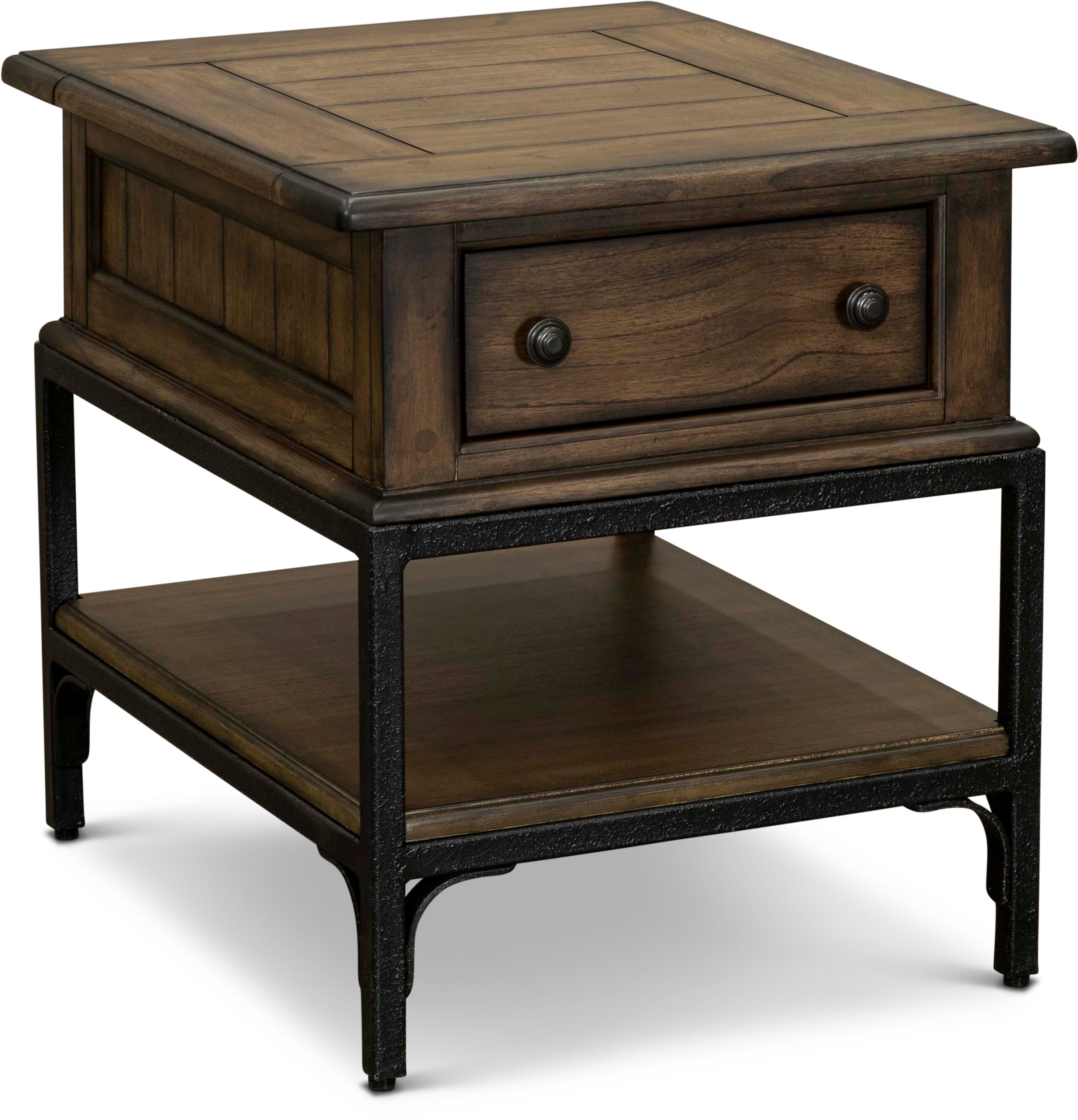 Rustic Taupe End Table with 1 Drawer - Stone Mountain-1