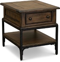 Rustic Taupe End Table with 1 Drawer - Stone Mountain