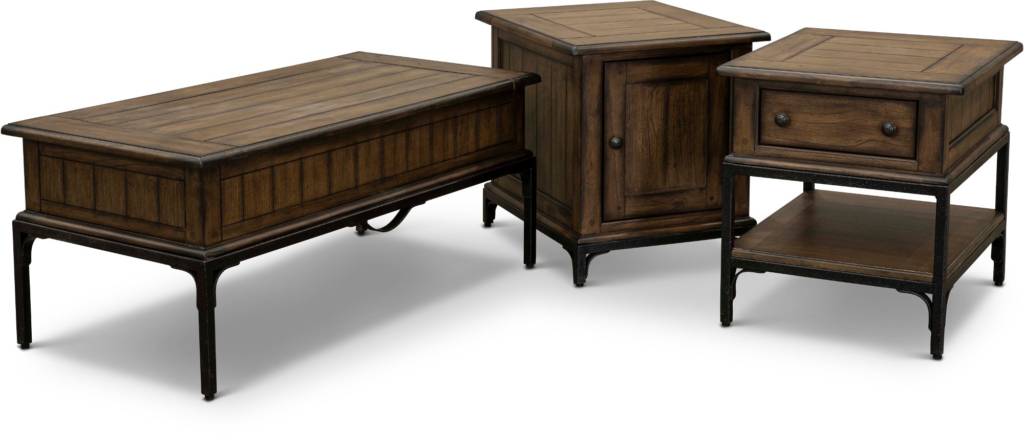 Rustic Taupe End Table with 1 Drawer - Stone Mountain-2
