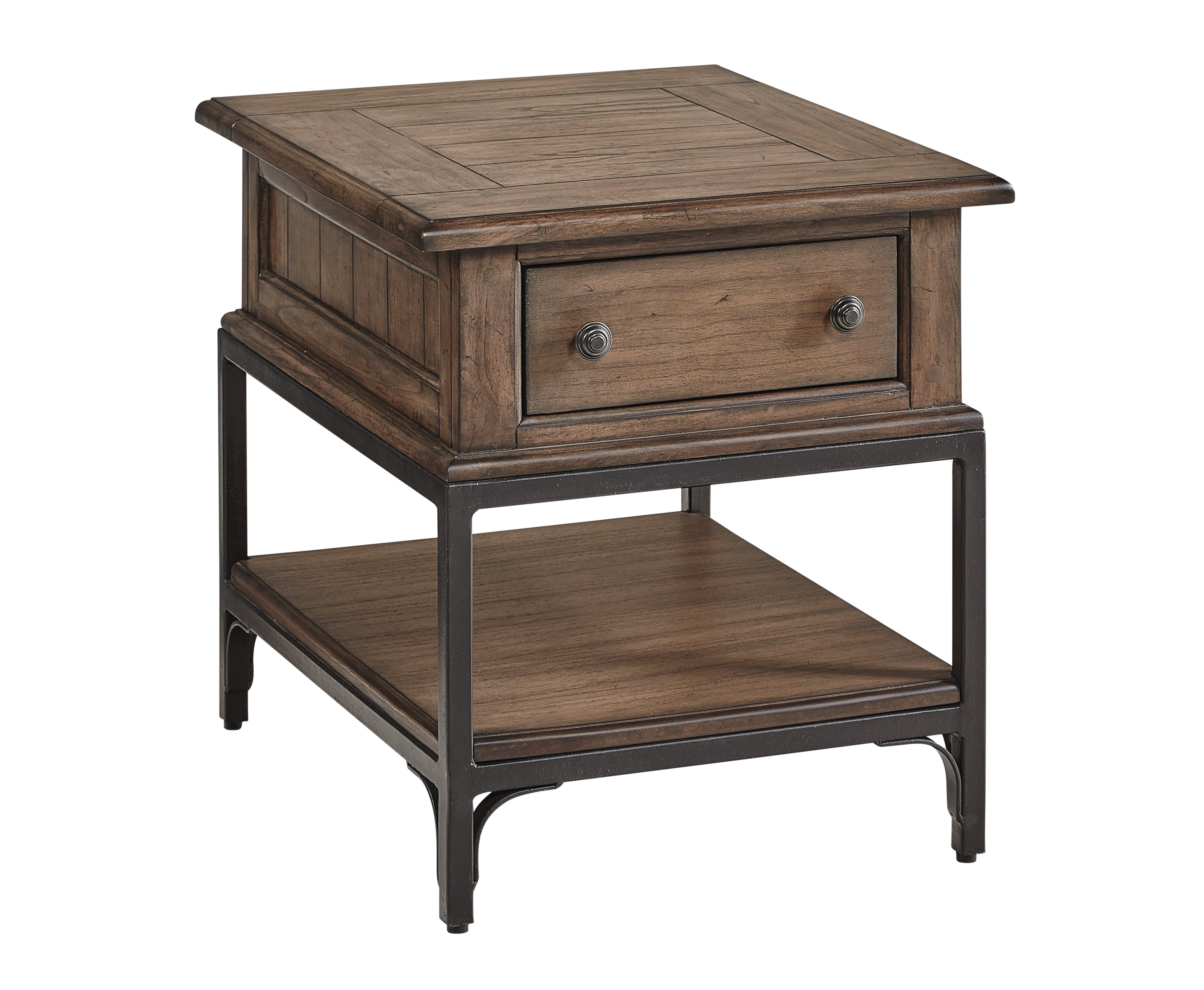 Rustic Taupe End Table with 1 Drawer - Stone Mountain-3