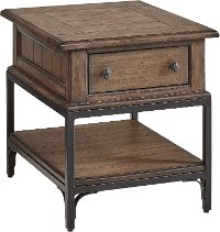 Rustic Taupe End Table with 1 Drawer - Stone Mountain-3