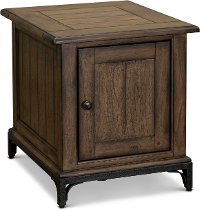 Rustic End Table with One Door - Stone Mountain