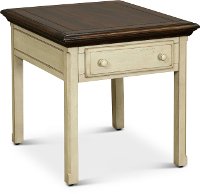 Country White End Table with Drawer - Sutter Creek