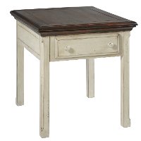 Country White End Table with Drawer - Sutter Creek-3