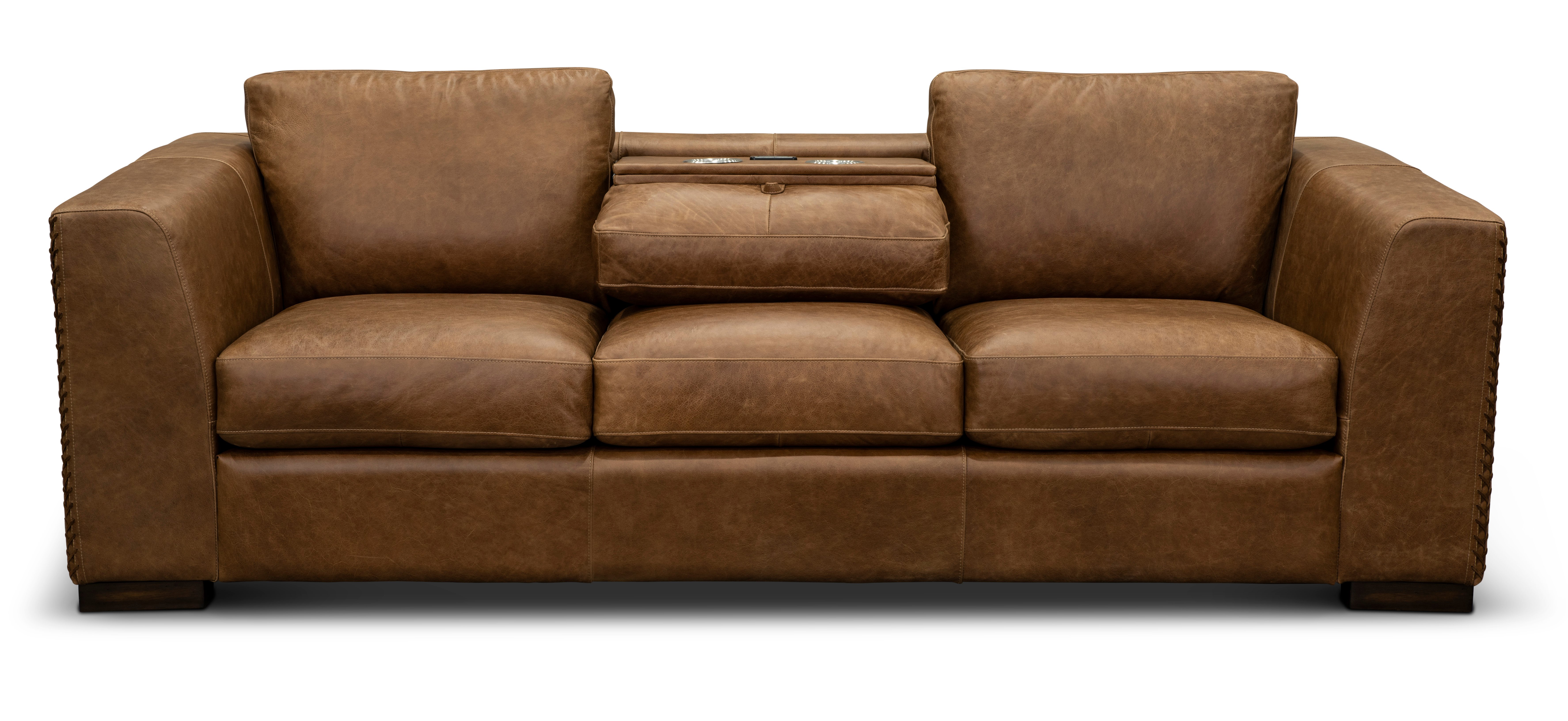 Contemporary Brown Leather Sofa - Hawkins-2