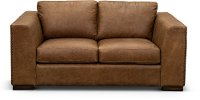 Contemporary Brown Leather Loveseat - Hawkins