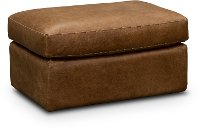 Contemporary Brown Leather Ottoman - Hawkins