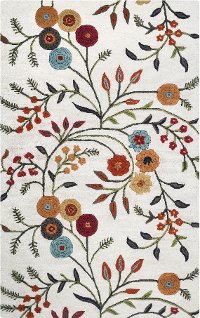 5 x 8 Medium Ivory Floral Area Rug - Dimension
