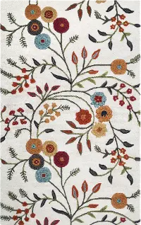 5 x 8 Medium Ivory Floral Area Rug - Dimension