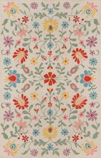 4 x 6 Small Floral Off-White Area Rug - Newport