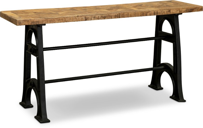 Industrial Reclaimed Wood Sofa Table Unwin Rc Willey Furniture Store