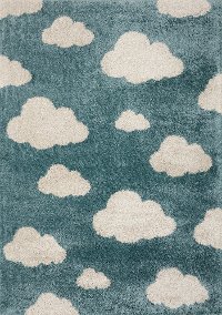 4 x 6 Small Blue and Cream Clouds Area Rug - Kalora Kids