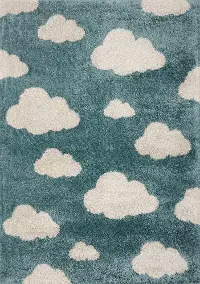 4 x 6 Small Blue and Cream Clouds Area Rug - Kalora Kids