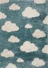 Clearance Kids 4 x 6 Small Blue and Cream Clouds Area Rug