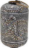 20 Inch Metal Lantern with Black Wash and Rope Handle