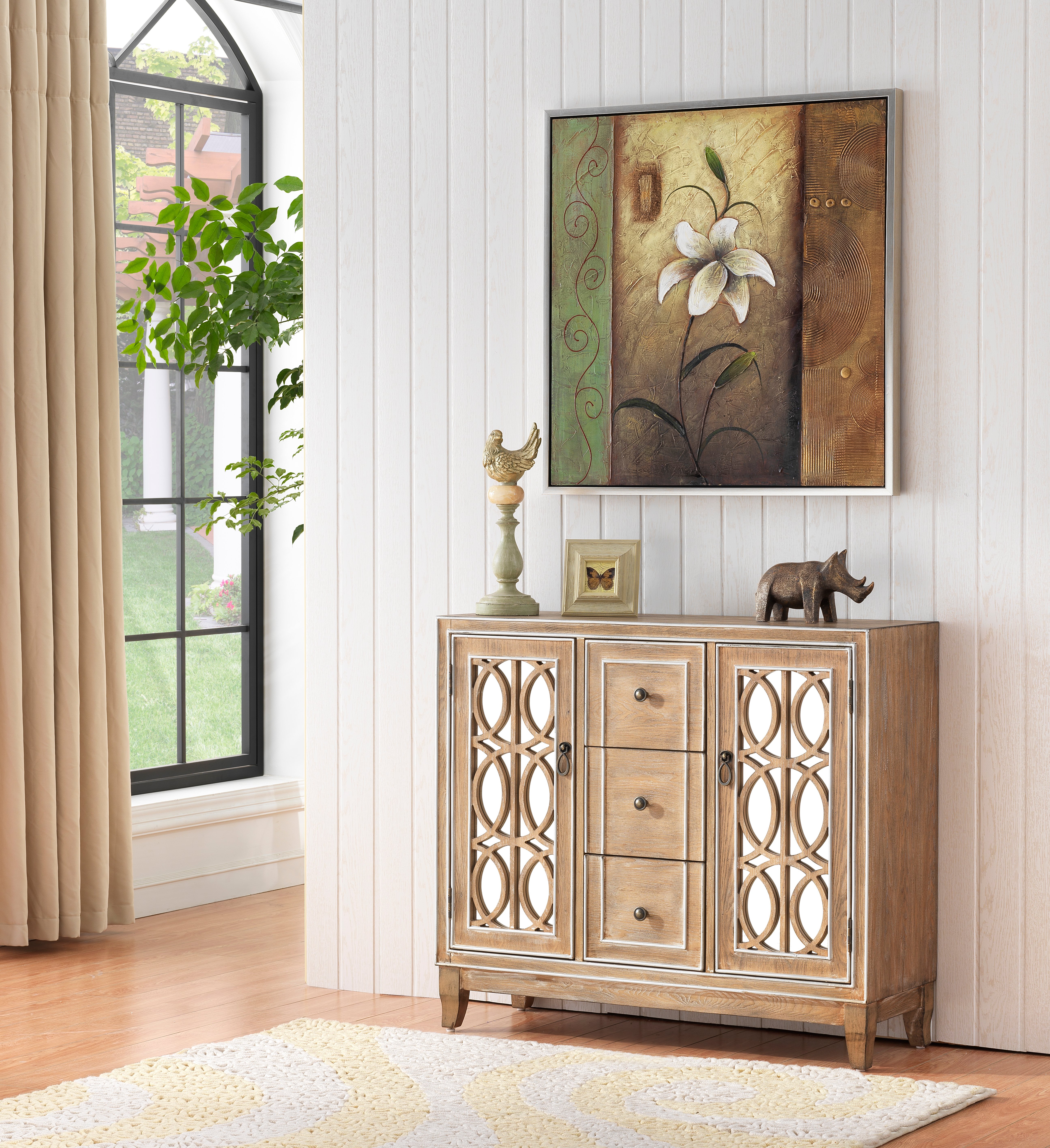 Light Brown Sideboard with Circular Intertwining Overlays-5