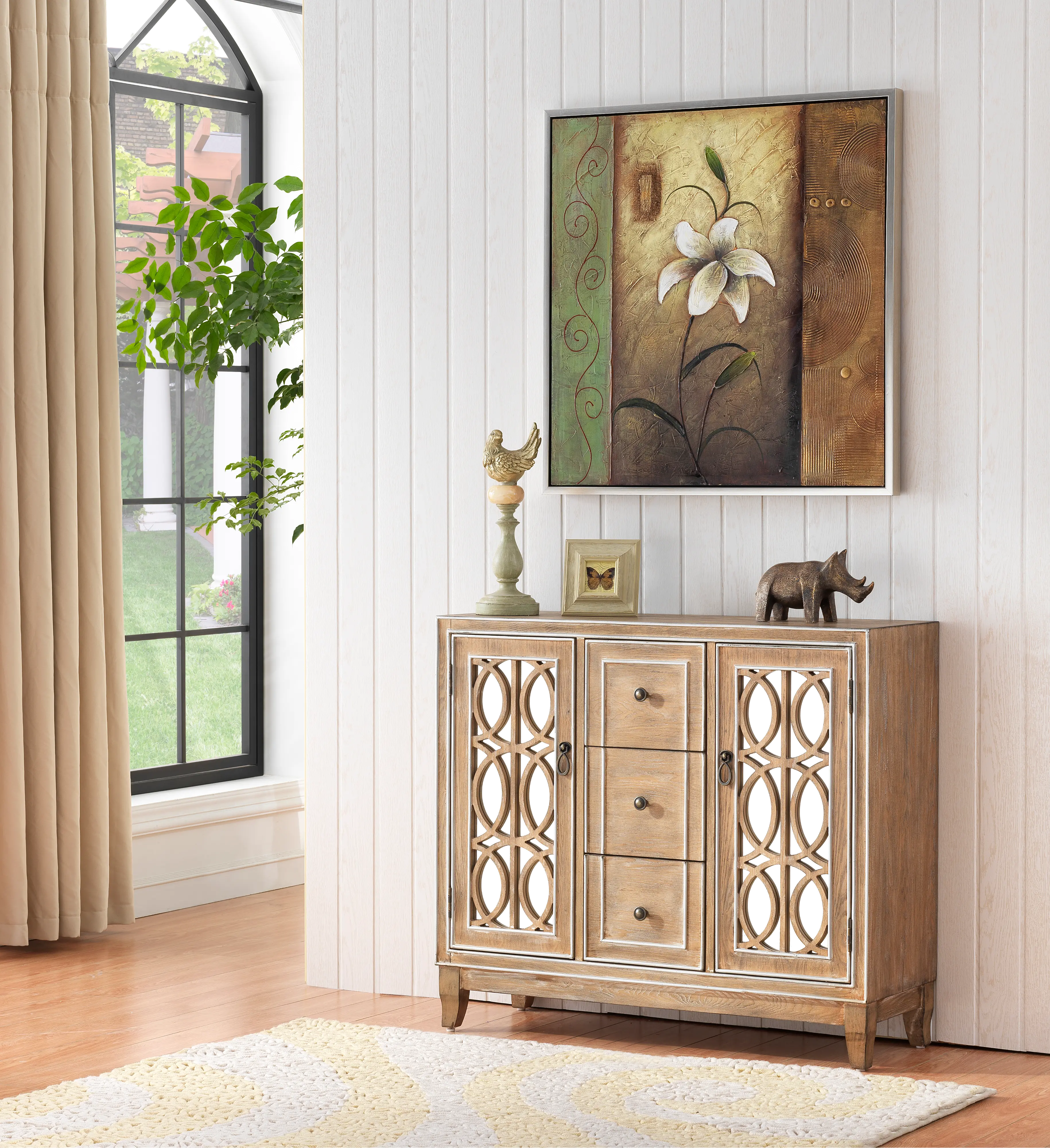 Light Brown Sideboard with Circular Intertwining Overlays-5