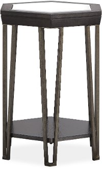 Dark Oak and Glass Chairside Table - Proximity Heights