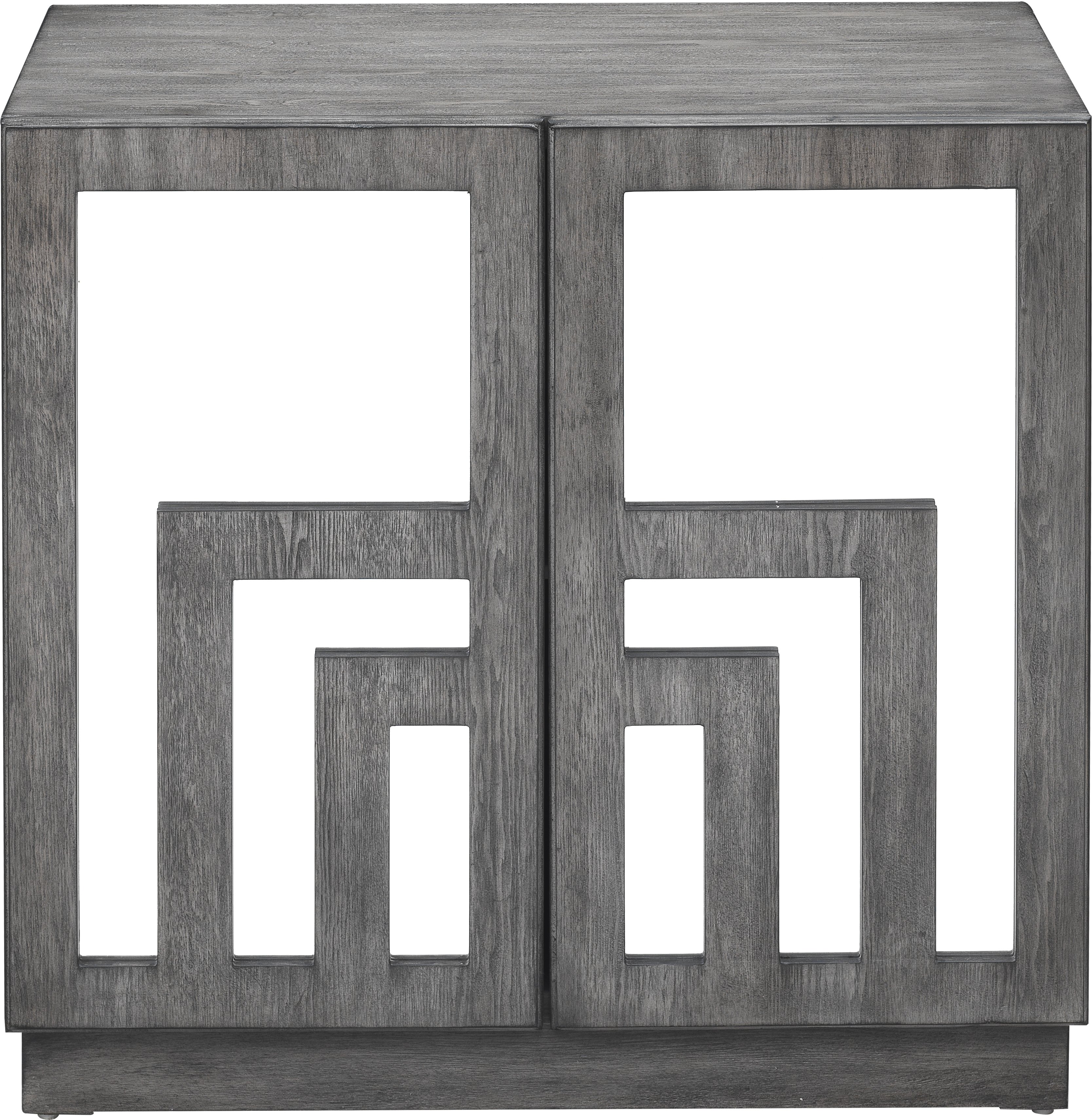 Contemporary Gray Accent Cabinet with Mirrored Glass Doors-1