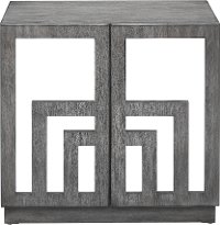 Contemporary Gray Accent Cabinet with Mirrored Glass Doors