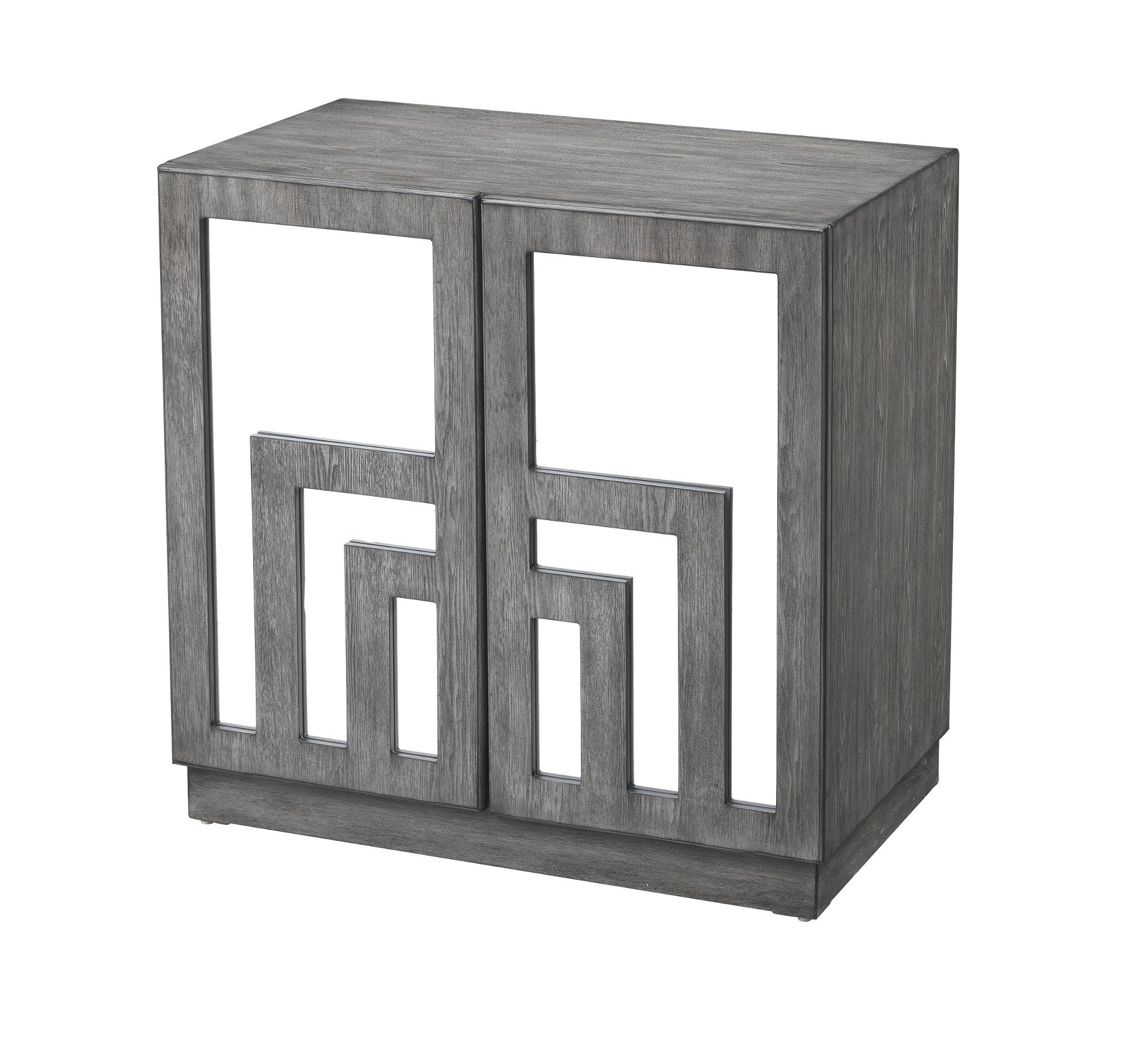 Contemporary Gray Accent Cabinet with Mirrored Glass Doors-3