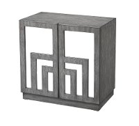 Contemporary Gray Accent Cabinet with Mirrored Glass Doors-3