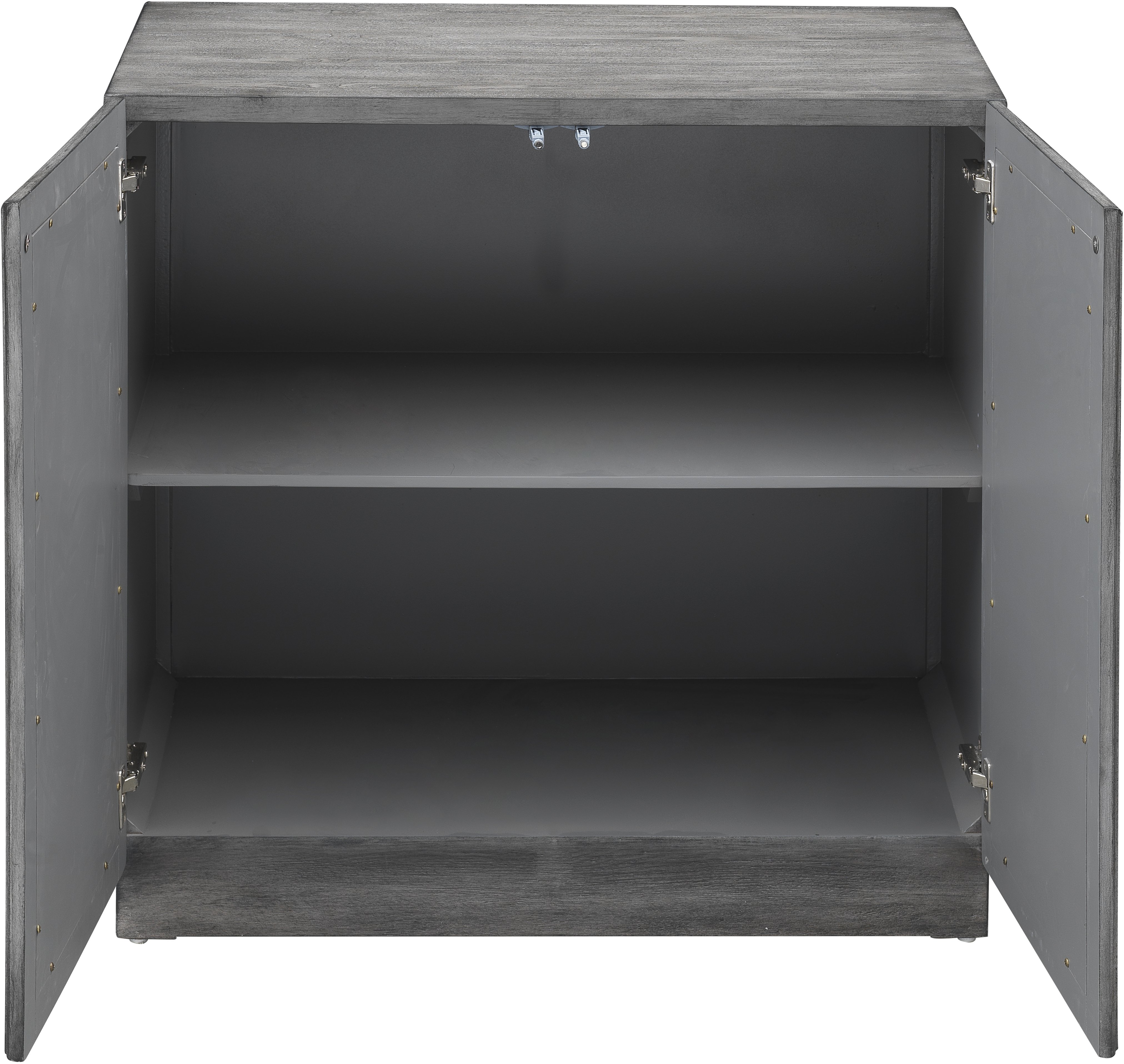 Contemporary Gray Accent Cabinet with Mirrored Glass Doors-4
